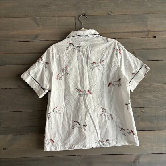 PRINT FRESH | Embroidered Unicorn Button Up Pajama Shirt Top Size Small Cotton - Picture 4 of 4